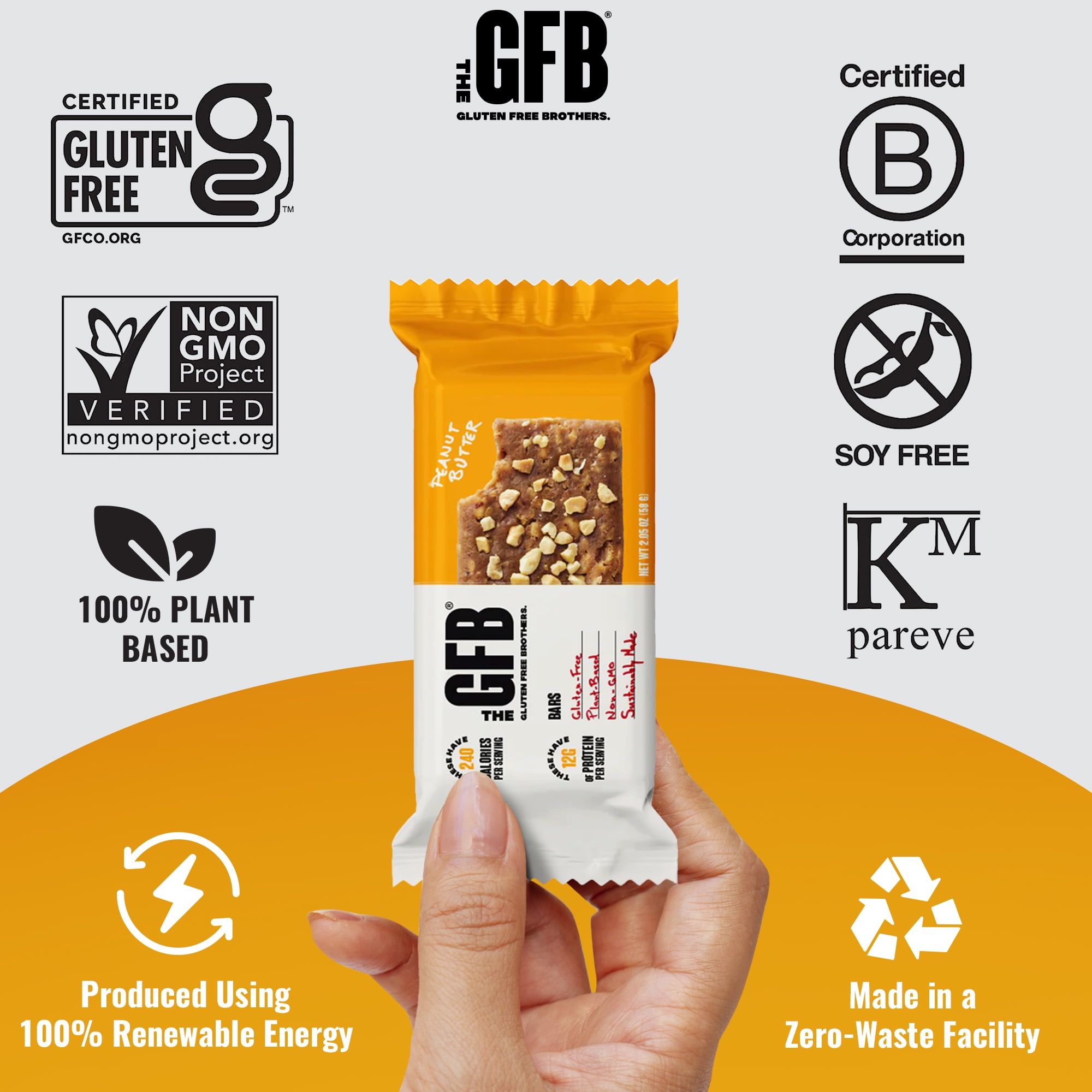 The Gluten Free Brothers – Peanut Butter Plastic Wrapped Bars - Gluten, Dairy, and Soy Free, 2.05 oz (12 Ct)