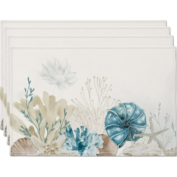 PROCIDA Spring Summer Blue Seashell Table Runner Tropical Ocean Beach Burlap Table Runners Seasonal Holiday Party Kitchen Indoor Outdoor Dinning Decor