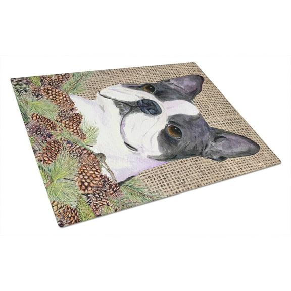 Caroline's Treasures Boston Terrier Glass Cutting Board Large
