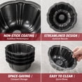 thumbnail image 4 of 6-Piece Mini Bundt Cake Pan Set – 4.6 Inch Nonstick Carbon Steel Fluted Baking Molds for Cupcakes, Muffins, Brownies, Pudding – Black, 4 of 8