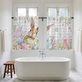 thumbnail image 4 of Easter Kitchen Curtains 54 Inch Length, Spring Rabbit Eggs Blooms Flowers Leaf Grey Plaid Tiers Curtains for Bathroom Bedroom Cafe, Light Filtering Small Window Treatment Drapes 2 Panels 42"Wx54"L, 4 of 8