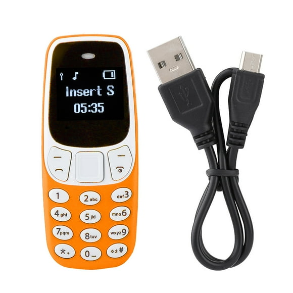 ZOUSSIQI Mini Bluetooth Dialer Phone Headset Small Cellphone Cellular Dual Card Dual Standby (Orange) EL225#60429