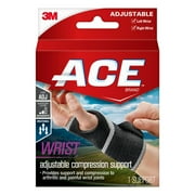 ACE Brand Adjustable Compression Wrist Support, Black  One Size Fits Most