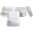 thumbnail image 3 of Diska Nulife 8" x 8" 3 Compartment Eco-Friendly Sugarcane Bagasse Clamshell Take-Out Containers, 25 PCS, 3 of 8