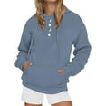 thumbnail image 5 of Women's Hoodies & Sweatshirts Spring And Autumn Sweatshirt With Buttons,Blue Women's Hoodies & Sweatshirts XL, 5 of 7