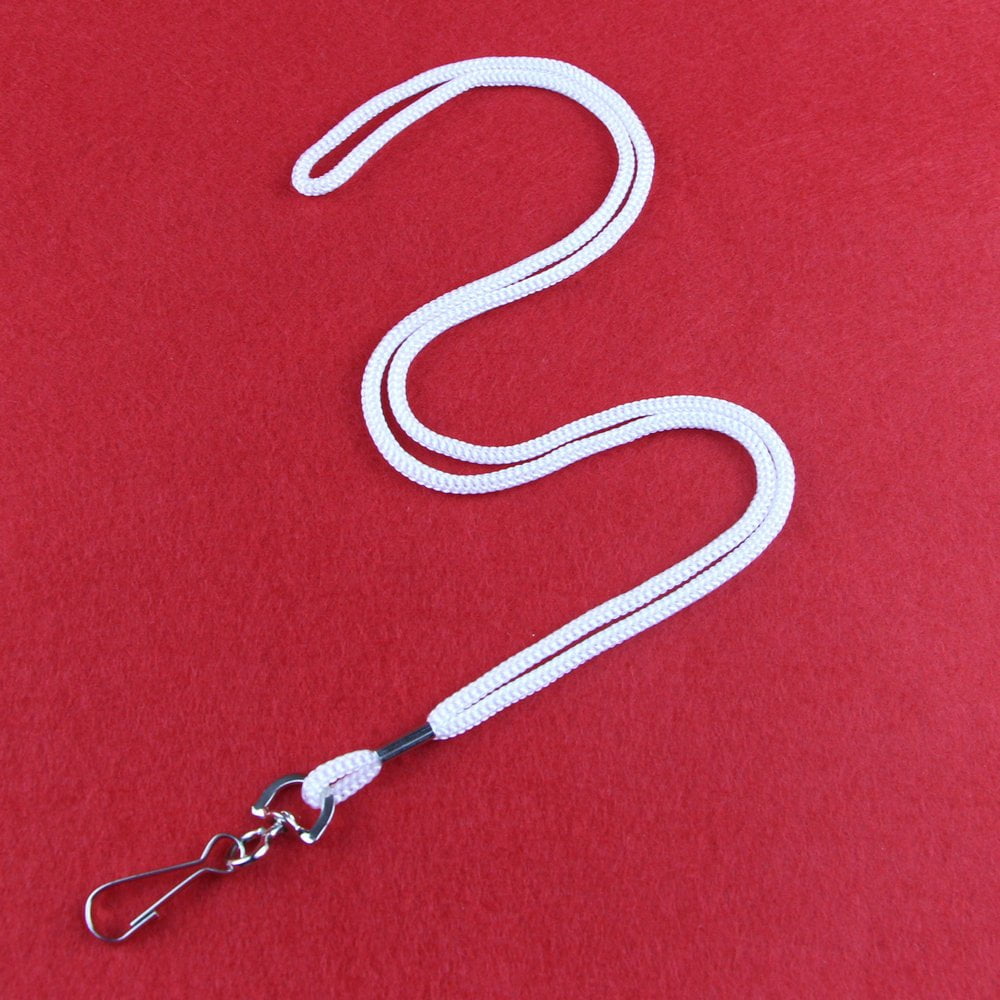 100 Pack Badge Lanyards Office Lanyard Id Card Business Students Employee Round 36" With Swivel Hook (white)