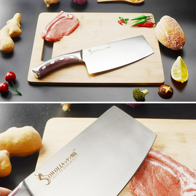 KEPEAK 3 PCS/Set 4cr14mov Stainless Steel Kitchen Knife Chopping Chef Cleaver  Knife Super Sharp Blade Comfortable Handle Knives Set 