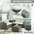 thumbnail image 5 of Outdoor Patio Furniture Sets, 4 Pieces Wicker Sectional Sofa Set with 2 Cushioned Loveseats, Glass Coffee Table and Side Cabinet, Rattan Conversation Set for Backyard, Poolside, Deck, Beige, D6879, 5 of 10