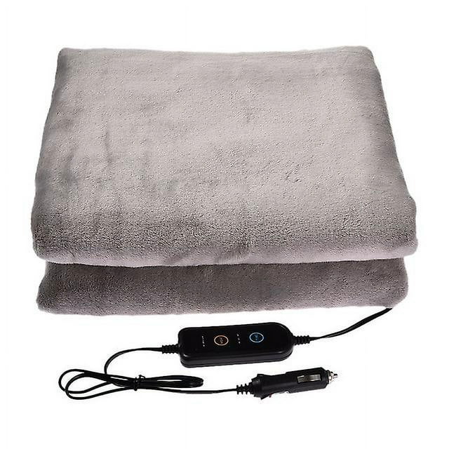 FlyFlise 12v Car With Timed Temperature Control Heating Blanket Gray Flannel 145*100cm Large