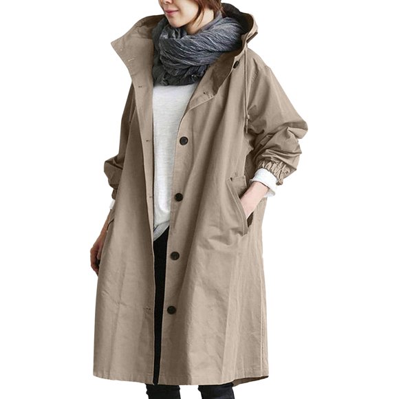 2025 Loose Comfortable Hooded 90's Retro Jacket Coat Outwear Womens Elegant Plus Size Womens Rain Coats Windbreaker Wild Winter Women's Plus Size Light Weight Coats Coat