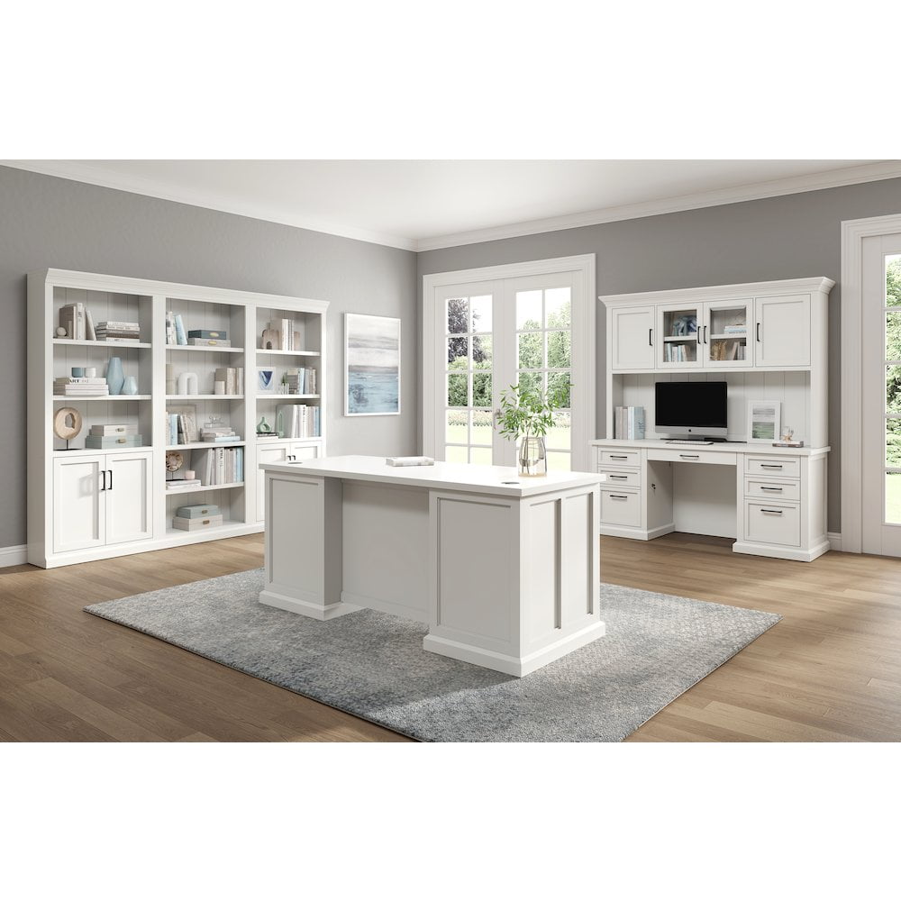 Modern Wood Desk Office Writing Table Fully Assembled White Finish