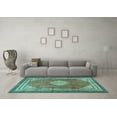 thumbnail image 3 of Ahgly Company Machine Washable Indoor Rectangle Medallion Turquoise Blue Traditional Area Rugs, 5' x 7', 3 of 4