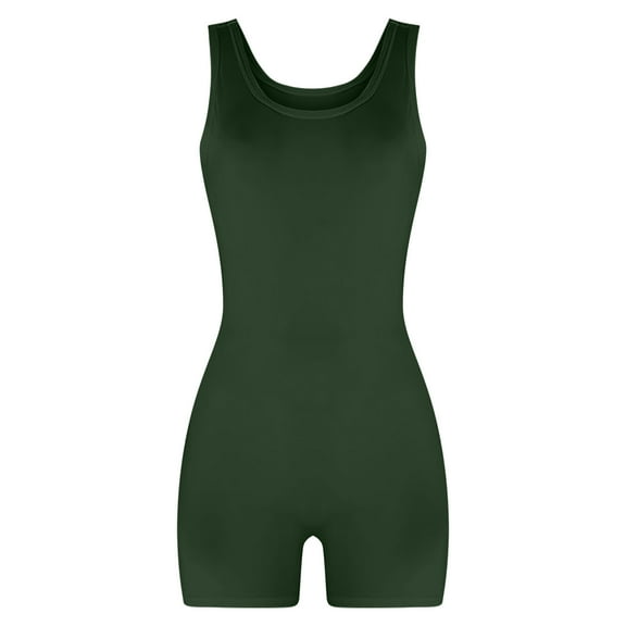 SMihono Women's Yoga Sports Solid Color Sportswear, Sexy Comfortable Jumpsuit One-piece Suit Slim Fit Tight Bodycon Sport Yoga Playsuit Skinny Army Green 8