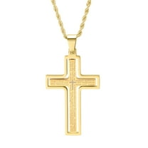 SteelTime Lord's Prayer Spinner Cross Pendant Necklace Stainless Steel Jewelry, Gold