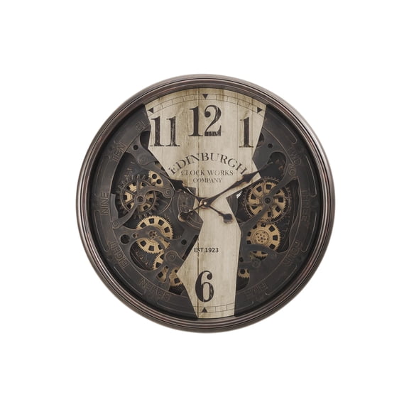 Clocks - 30" Round - Wall Clock - Gear Mechanism - Brown - Transitional