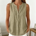 thumbnail image 2 of Gunia Womens Tank Tops Casual Collar Sleeveless Shirt Comfort Loose Fit Blouse Summer Lightweight Cami Tops For Women Khaki, 2 of 4
