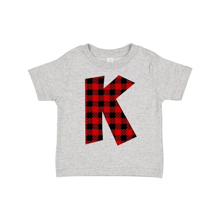 

Inktastic Red Buffalo Plaid Initial K Gift Toddler Boy or Toddler Girl T-Shirt