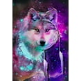 thumbnail image 3 of Dreamcatcher Wolf Space Fantasy Mens Shirt Black Galaxy Universe Tee, 3 of 5
