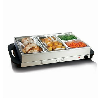 MegaChef 4 Section Buffet Server & Food Warmer in Stainless Steel
