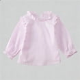 thumbnail image 2 of Aihuaihua Toddler Baby Girls Long Sleeve Shirt Ruffle Collar Breathable Blouse Top for Summer Pink 18-24 Months, 2 of 7