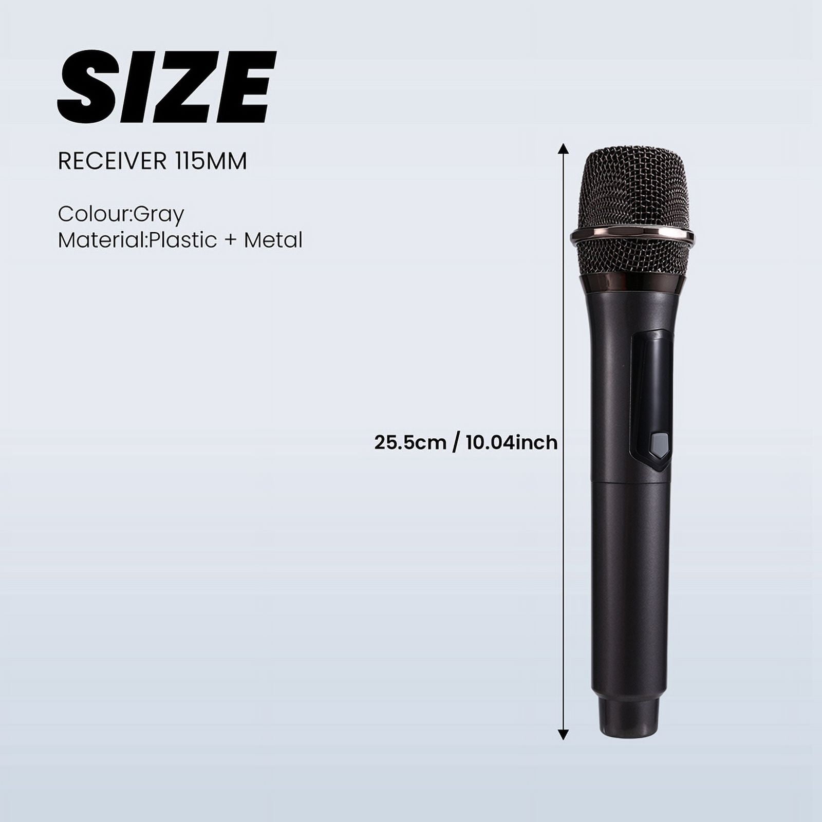 Wireless One-to-Two Home Microphone 6.35 Interface Professional Handheld Microphone for KTV Performance Stage Gray