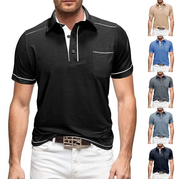 FRSASU Men's Henley Shirts Short Sleeve Regular Fit Shirts Vintage Casual Button V-Neck T-Shirts Navy