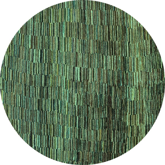 Ahgly Company Machine Washable Indoor Round Abstract Turquoise Blue Modern Area Rugs, 5' Round