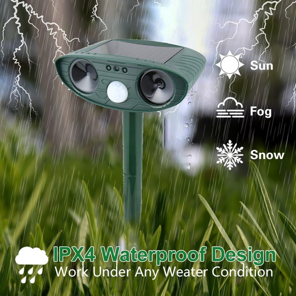Animal Repellent Solar Powered with Motion Sensor, Flashing Light