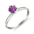 thumbnail image 1 of Galaxy Gold 14k Solid White High Polished Gold Solitaire Ring with 0.65 Carat Natural Purple Amethyst - Size 10.5, 1 of 1