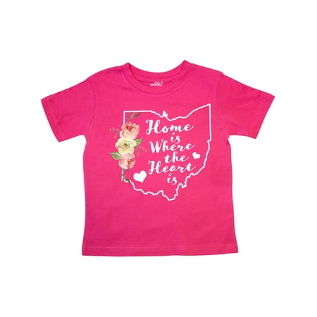 

Inktastic Ohio Home is Where the Heart is with Watercolor Floral Gift Toddler Boy or Toddler Girl T-Shirt