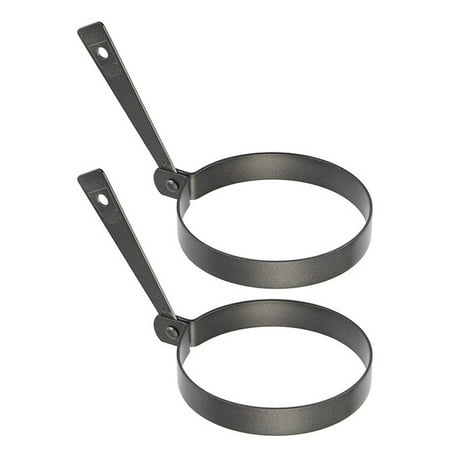

QQUAO Non-stick Molds Handle Round Egg-Rings Pancakes Shaper Egg-Fryer Ring 2Pcs Kitchen，Dining Bar(black)