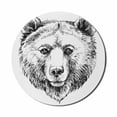 thumbnail image 1 of Animal Mouse Pad for Computers, Hand Sketch Grizzly Bear Wildlife Mammal Ink Drawing Nature Theme Artwork, Round Non-Slip Thick Rubber Modern Gaming Mousepad, 8" Round, Black White, by Ambesonne, 1 of 2