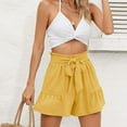 thumbnail image 6 of Women's Wide Leg Shorts Lightweight High Waisted Adjustable Tie Knot Loose Summer Cute Trousers, 6 of 6