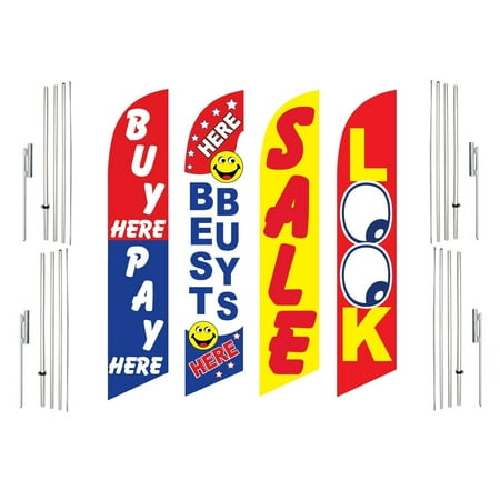 4 Swooper Flags With 4 Pole Kits Buy Pay Here Best Buys Sale Look