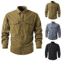 Fishing Shirt for Men Long Sleeve Button Down Work Shirt Quick Dry Tactical Shirt with Pockets Breathable for Hiking Travel