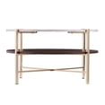 thumbnail image 3 of Ardmillan 2-Tier Round Faux Marble-Top Cocktail Table in Brass/Dark Tobacco, 3 of 7