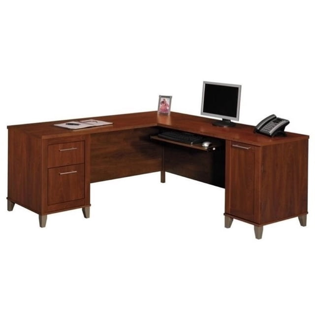Bowery Hill 71" L-Shaped Wood Desk in Hansen Cherry