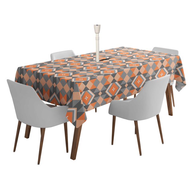 Vargottam Indoor/OutdoorTablecloth58x120 Inch Rectangle Tablecloth with Umbrella Hole and Zip- Waterproof PatioTableCloths- TableCovers for Backyard RectangularTable- Gray