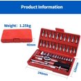 thumbnail image 4 of 46 PCS Socket Set Metric Socket Set Square Drive Socket Wrench Set Ratchet Set Automotive Plumbing Tool Kit DIY Work (Red), 4 of 5