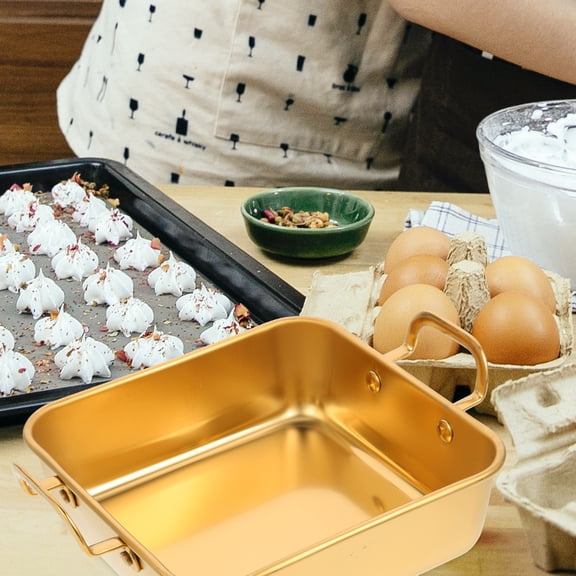 ifundom Golden Nonstick Rectangular Baking Pan - Oven Bakeware for Home Cooking, Baking, Roasting and More
