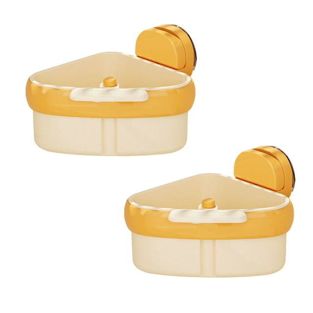 Naiovety Juego de 2 cestas coladoras para fregadero - Estante colgante triangular multifuncional de ABS con sistema de succión para desagüe Cocina y Comedor naranja