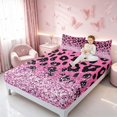 thumbnail image 3 of Homewish Pink Cheetah Print Queen Sheets for Girls, Princess Glitters Printed Queen Sheet Sets, 4 Pieces (1 Flat Sheet, 1 Fitted Sheet and 2 Pillowcases), 3 of 6