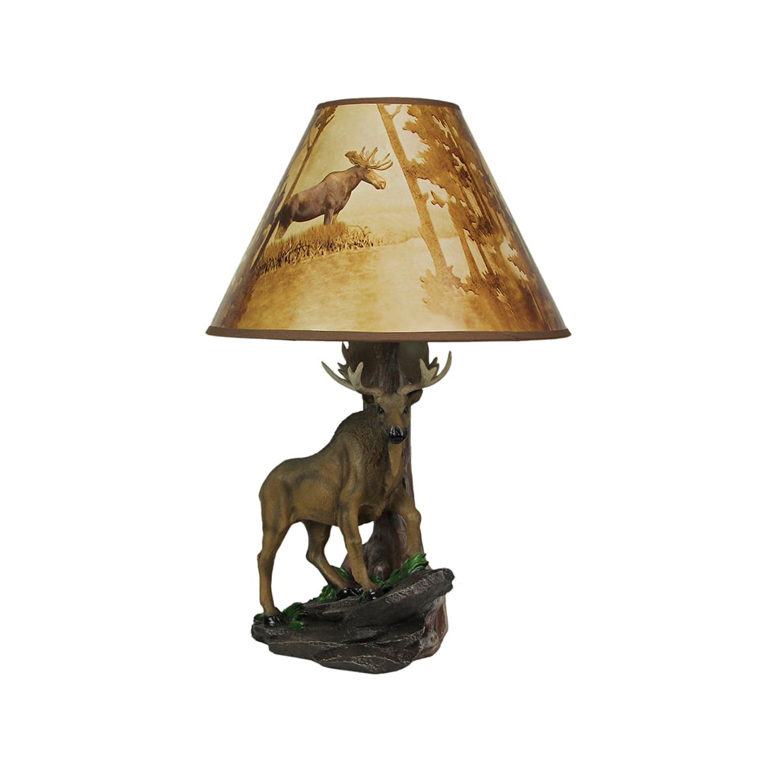 Zeckos North American Bull Moose Table Lamp w/ Shade