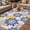 Blue Yellow, variant on Geometric Flower Outdoor Rug for Patio/Deck/Porch, Non-Slip Large Area Rug 6 x 9 Ft, Vintage Country Floral Orange Grey on Linen Indoor Outdoor Rugs Washable Area Rugs, Camping Rug Carpet Runner