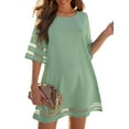 thumbnail image 6 of Women's Summer Casual Short Dresses Casual Mesh Panel Dress Size XL Granite Green, 6 of 9