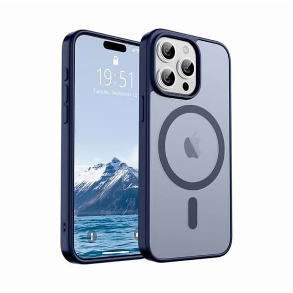 Eryueer Magnetic for iPhone 15 Pro Case Slim Translucent Matte Shockproof with Anti-Fingerprint Phone Case,Navy Blue