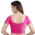 thumbnail image 3 of Chandrakala Women's Readymade Velvet Indian Ethnic Saree Blouse Crop Top Stretchable Choli-X-Large, Pink (B130PIN5), 3 of 3
