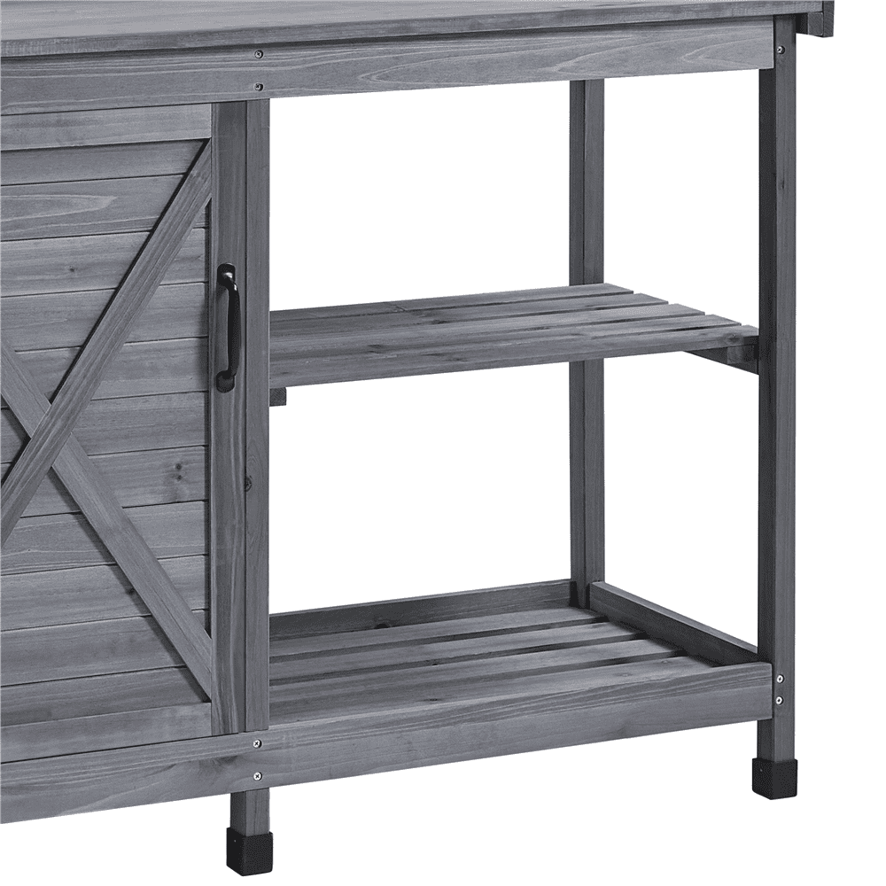 Renwick 4-layer Garden Potting Bench with Cabinet and Open Shelf,Gray