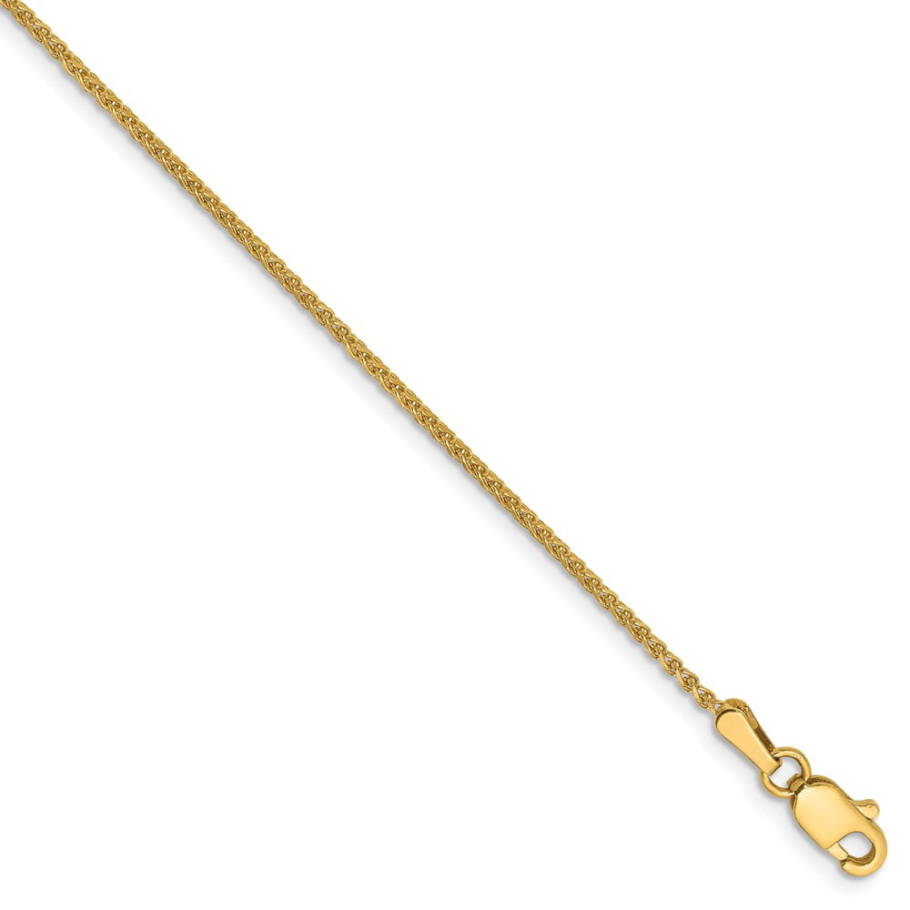 14k Yellow Gold 1.2mm Round Wheat Chain Necklace Bracelet Anklet 6-30 
