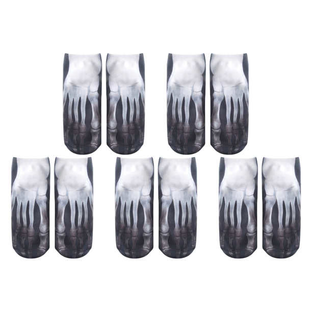 Calcetines 1 par Patrón 3D Divertido Transpirable Regalo de Navidad de Halloween (Hueso del pie)